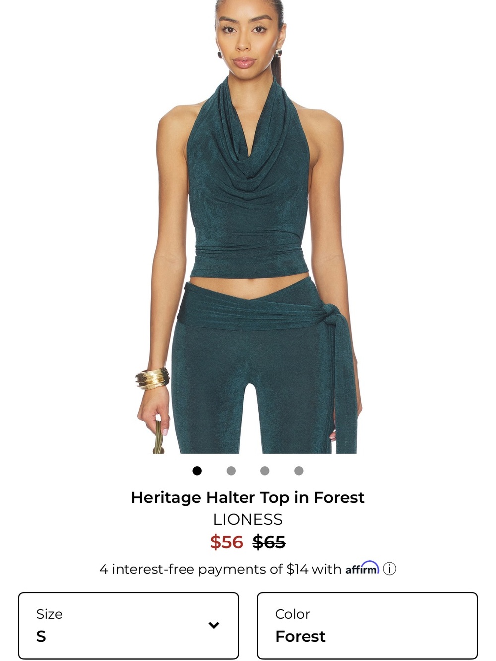 NWT Lioness Heritage Halter & Butterfly Pant Set Forest XS/S